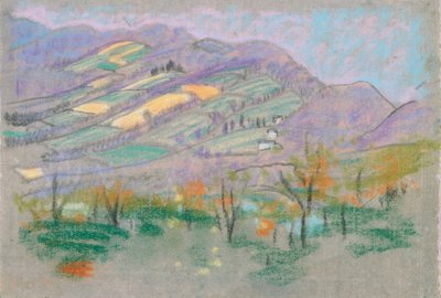 Landscape with Purple Mountains from A.B. Davies book, edition -50, 50 by Arthur Bowen Davies